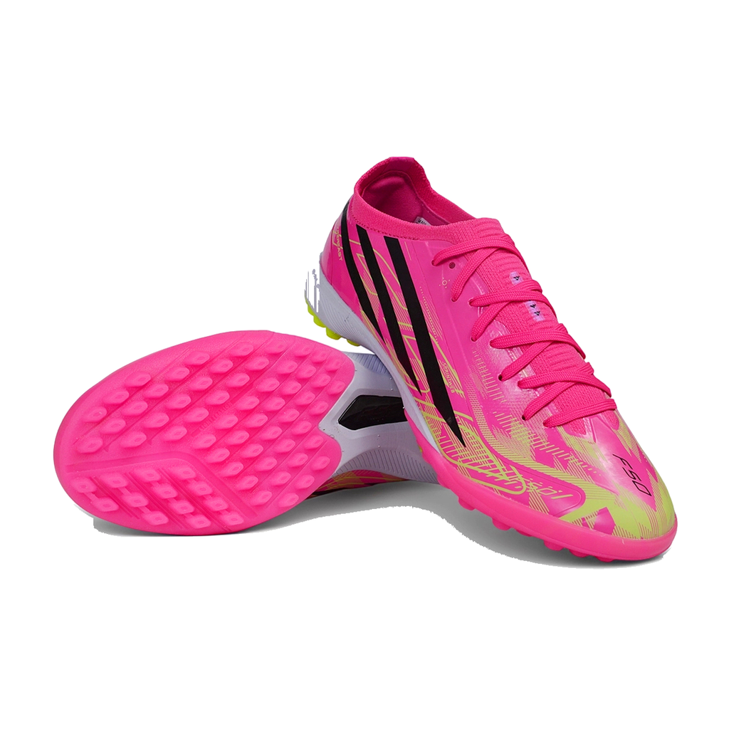 F50 Elite Laceless TF Rosa Verde Negro
